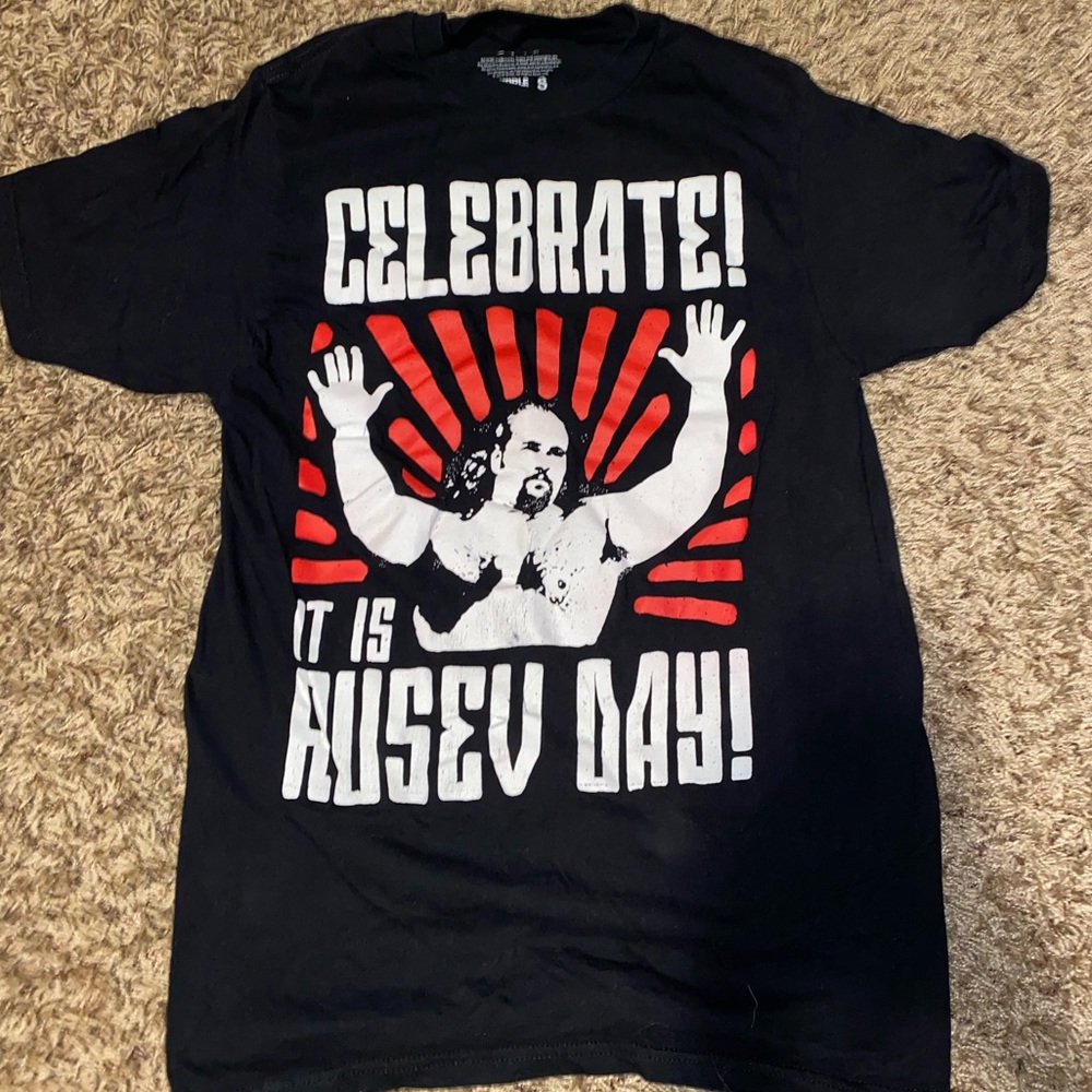 WWE wrestler Rusev t shirt celebrate. It’s rusev day